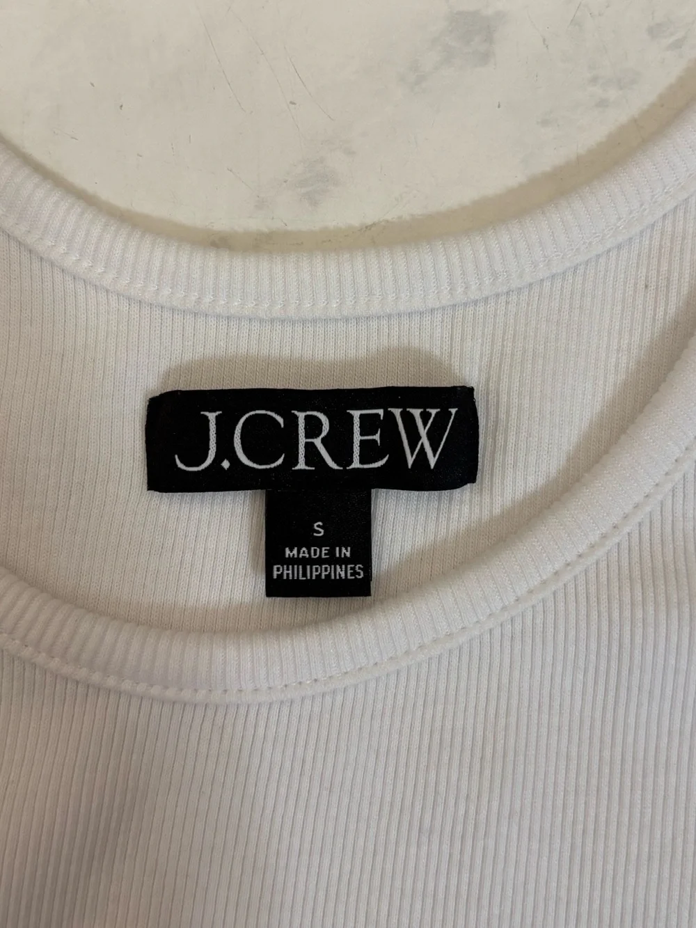 J. Crew Size Small White Fine Rib Scoopneck Tank Top Neutral Minimalist Casual